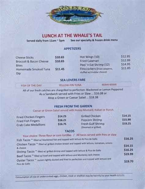 Whale S Tail At Seascape Miramar Beach Menu Prices Restaurant