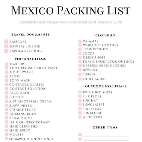 What To Pack For All Inclusive Trip To Mexico Mexican Travel Treks