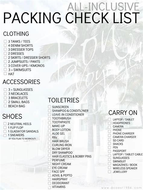 What To Pack For An All Inclusive Resort Packing Tips And Checklist