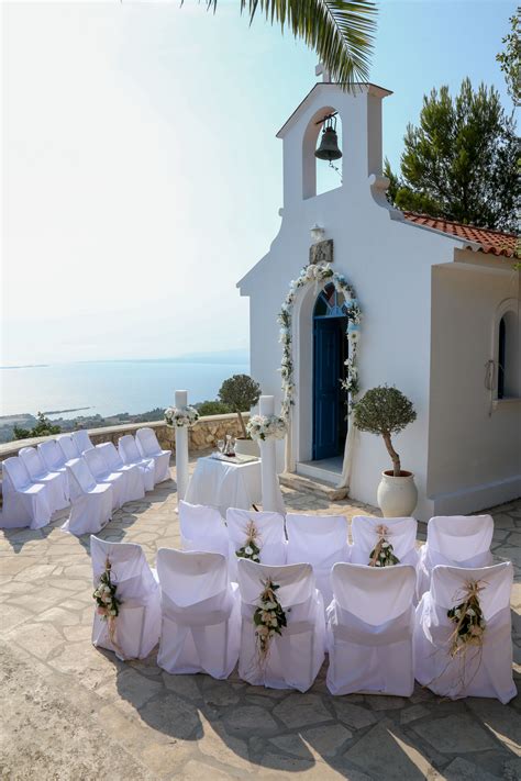 White Washed Chapel With Sea View Greek Wedding In Kefalonia Greece