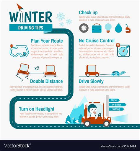 Winter Driving Tips Infographics Safety Trip Stock Vector Royalty Free 228118864 Shutterstock