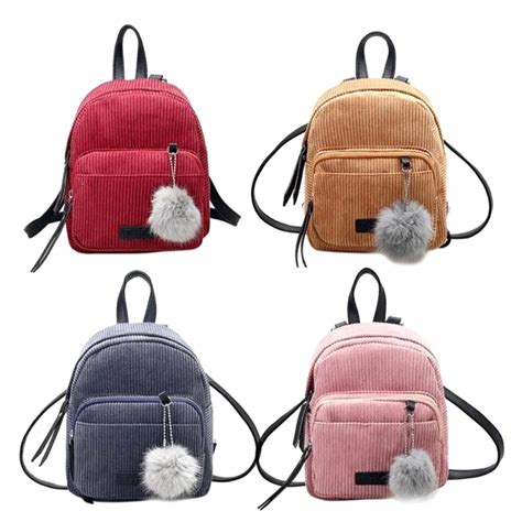 Women Cute Mini Backpack Girls Teenage Small Backpacks Women Bookbags Fur Ball Travel Velvet