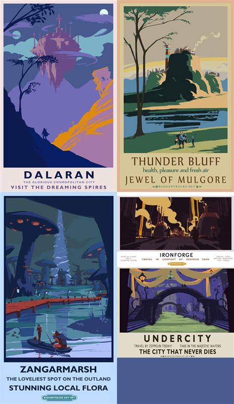 World Of Warcraft Inspired Vintage Travel Posters By Josh Atack R Wow