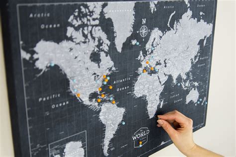 World Travel Map Pin Board With Push Pins Where Have You Already Been