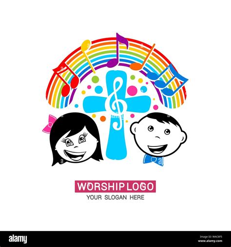 Worship Logo Children Glorify God Sing Glory And Praise To Him Stock