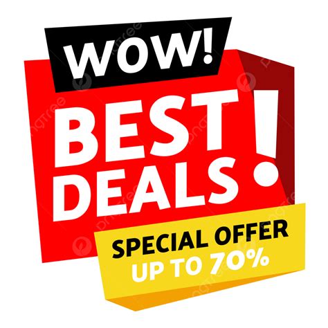 Wow Best Deals Special Offer Up To 70 Sale Discount Promo Png Transparent Clipart Image And