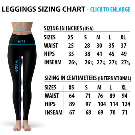 Xl Leggings Size Chart