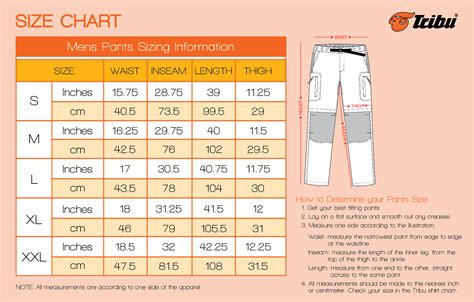 Xl Mens Pants Size Chart Greenbushfarm Com