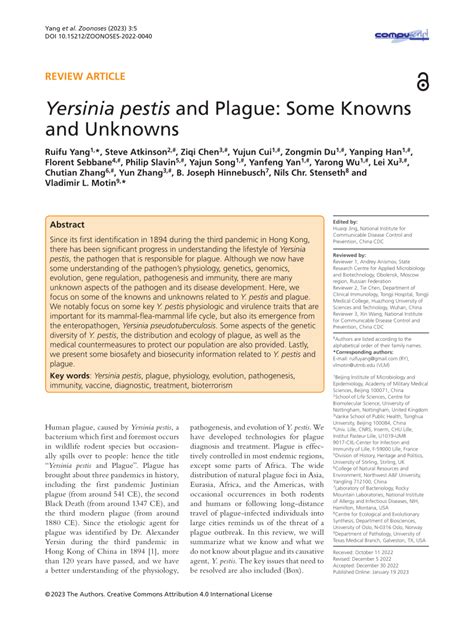 Yersinia Pestis And Plague Some Knowns And Unknowns Scienceopen