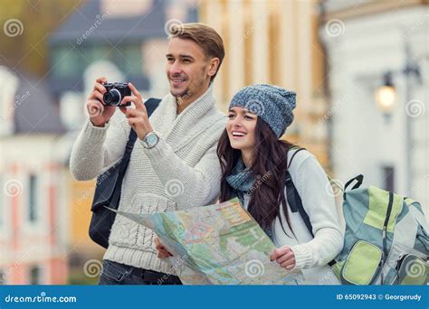 Young Couple Travels Stock Image Image Of Outside Happiness 65092943