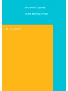 Your Policy Document Chubb Travel Insurance Your Policy Document