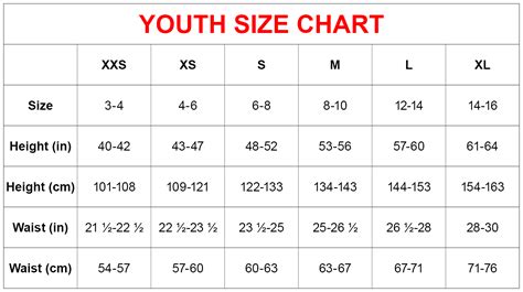 Youth Size Chart