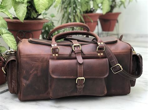 Zakara Genuine Buffalo Hunter Dark Brown Leather Weekend Bag Leather