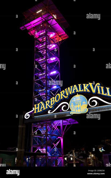 Zipline Tower At Harborwalk Village Destin Florida Usa Stock Photo