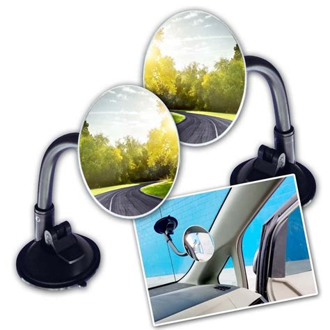 Zone Tech Adjustable Round Blind Spot Mirror 2 Pack Long Arm Hd Glass Convex Wide Angle Rear